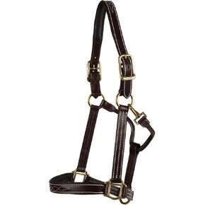 Huntley Equestrian Premium Leather Halter with Snap (Full, Fancy Stitched Padded)