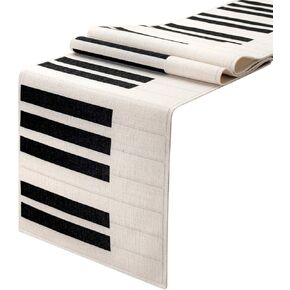 Musical Note Table Runner(12 X 72 inch) for Wedding Table Decor, Bridal Shower, Music Party Supplies, Housewarming Gift, Jazz Patry Decor, Cotton & Linen