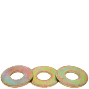 1/4" USS Flat Washers (Pack of 25), Thru-Hardened Yellow Zinc Plated Steel, 3/4" Outside Diameter, for Screws & Bolts - by Chipmunk Hardware