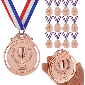 GeeRic 12 Pieces Gold Medal with Neck Ribbons, Kids Reward Medal, Winner Medals Gold Prizes for Sports, Competitions, Party, Olympic Style 2 inch