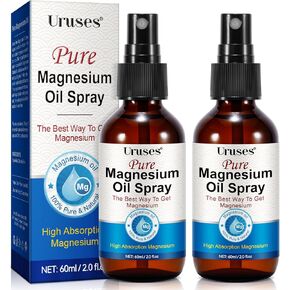 2PCS Pure Magnesium Oil Spray, Topical Magnesium Spray Glass Bottle,Magnesium Oil Spray for Feet, Magnesium Chloride Brine, Easyt to Use and Easy to Absortion