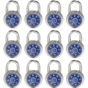 Lock Standard Dial Combination Lock, 2 in. Wide, with Different Combinations, Black Turnplate, Pack of 12; Lock for School, Employee, Gym Sports Locker, Case, Toolbox, Fence and so on