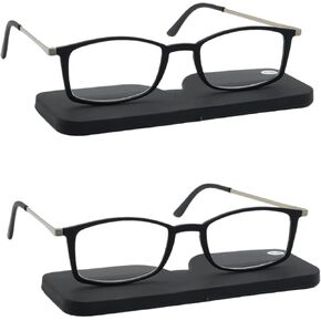 Lightweight thin Square Reading Glasses Slim Mini Pocket Readers for Women Men with Portable Case