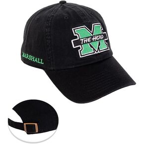 Desert Cactus Marshall University Baseball Hat Thundering Herd MU Brimmed Embroirderd Hats Cap Adjustable Cloth Strap Adult (Style E) Black