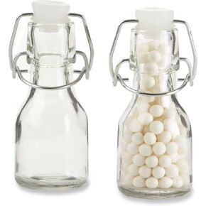 Kate Aspen Mini 2.5 oz Glass Bottle with Swing Top (Set of 12) - Great for Party Favors, Extracts, Limoncello, Olive Oil, Hot Sauce, Vanilla Extract, Potion Bottles