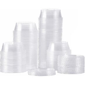 SJORHNUS 5 oz Disposable Plastic Portion Cups with Lids,Clear Dessert Cups for Souffle Jello Shot Pudding Ice Cream,100 Sets Small Condiment Cups in Kuwait