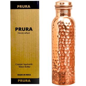 Hammered Copper Water Bottle 32 Oz - Copper Bottle Water with Lid – Copper Water Vessel - Ayurvedic Copper Water Bottle – Drink More Water Bottle – Large - Leak Proof