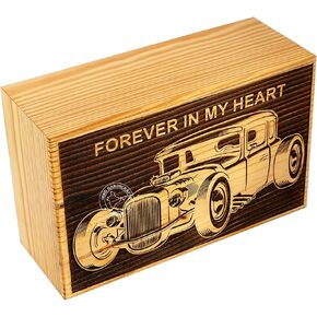 Handcrafted Vintage Car Wooden Cremation Urns for Human Ashes Adult Large - Tree of Life Funeral Urn Box - Burial Urns for Columbarium (250 LB - Pinewood, Love)