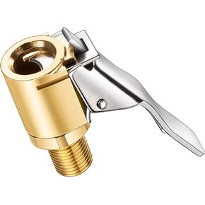 2-Pack Locking Tire Air Chuck, Brass Tire Inflator Hose Adapter w/Clip Adapter & Release Button for Lock On, No Leakage Air Compressor Pump Clip On Tire Chuck Nozzle Adapter Connect Accessories Tool