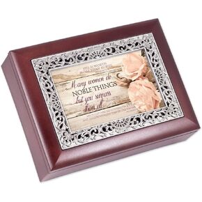 Cottage Garden Women Do Noble Things You Surpass Rosewood Jewelry Music Box Plays Wonderful World