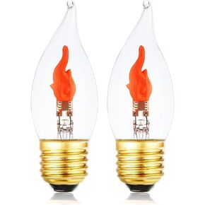 LED Flickering Light Bulbs E26 Flame Effect Bulb Standard Base, Fire Light Bulbs for Halloween Christmas Decoration, 2 Pack