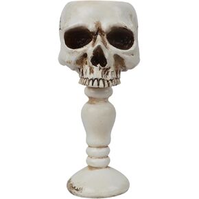 Skull Candle Holder for Halloween Decor, Horror Skeleton Skull Candle Holders, Spooky Tealight Candle Holder Resin Skull Candlestick Holder Gothic Style Home Decor for Living Room Fireplace (White)