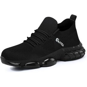 GLANOUDUN Steel Toe Shoes for Men Lightweight Casual Mens Work Shoes for Women Indestructible Steel Toe Safety Shoes Black Versatile lace up Construction Shoes Anti Smashing Anti Puncture Durable