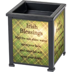 Elanze Designs Irish Blessings Black Metal Electrical Wax Tart and Oil Glass Lantern Warmer