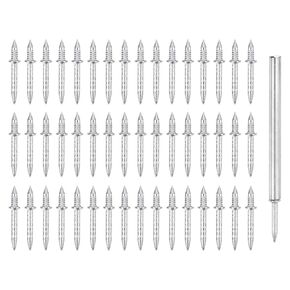 uxcell 800Pcs Double-Head Skirting Thread Seamless Nail with 8 Nail-Specific Sleeve Tool, Zinc-Plated Carbon Steel Skirting Line Thread Nails Wood Baseboard Invisible Screws Nails, Silver