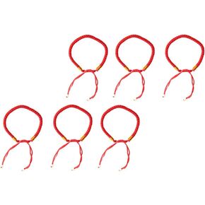 Wixine 6Pcs Feng Shui Red Rope String Lucky Charm Bracelet for Good Luck Wealth Health