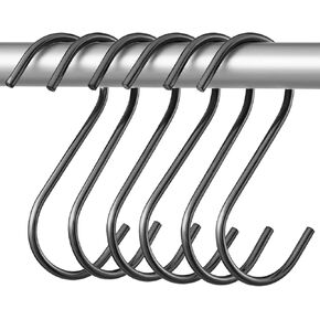 6-Pack S Hooks 3.5 Inch Heavy Duty S Shaped Hooks for Hanging - Black Metal Hooks for Hanging Kitchen Utensils, Pots, Clothes, Bags, Towels, Plants(Metal Black)