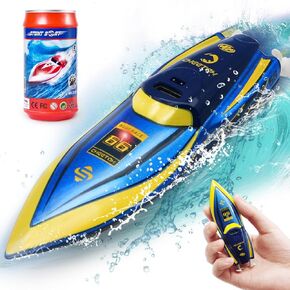 Mini Remote Control Boat RC Boat 2.4Ghz 360 Rotating bulit-in Rechargeable Battery Lakes Swimming Pool Toys Remote Control Boats for Kids 8-12 Years Birthday Gift Blue