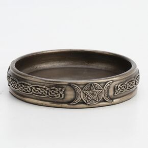 Veronese Design 1 Inch Tall Celtic Triple Moon Goddess Sigil Tray Cold Cast Bronzed Resin Sculpture Candle Holder Tealight Tray