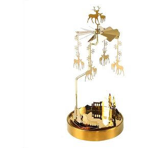 Spinning Candle Holder, VolksRose Glod Carousel Candle Spinner, Rotating Metal Tea Light Candle Holder for Table Centerpiece, Christmas, Valentine's Day, Party Decor, Gift (Deer)