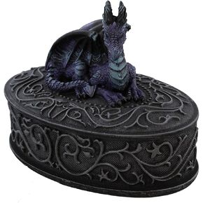 Pacific Giftware Dragon Laying on Oval Shaped Jewelry Trinket Box Mythical Fantasy Decoration New