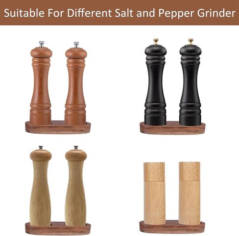 صينية مطحنة الملح والفلفل، (القطر الداخلي 2.25 بوصة) حامل مطحنة فلفل من خشب السنط وتخزين يناسب العديد من المطاحن والهزازات، وإكسسوارات المطبخ in Kuwait