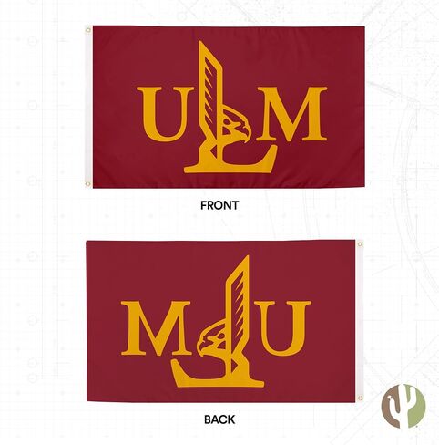 لافتات أعلام جامعة صبار الصحراء في لويزيانا مونرو ULM Warhawks 100% بوليستر للاستخدام الداخلي والخارجي 3x5 (النمط 1) in Saudi Arabia