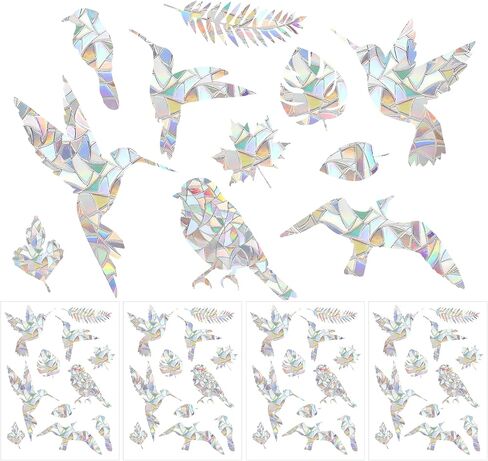 Window Decals to Prevent Bird Strikes, 44Pcs Anti Bird Strike Window Decals Rainbow Prismatic Window Clings, Stop Birds Flying Into Windows, Non Adhesive in Saudi Arabia