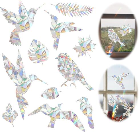 Window Decals to Prevent Bird Strikes, 44Pcs Anti Bird Strike Window Decals Rainbow Prismatic Window Clings, Stop Birds Flying Into Windows, Non Adhesive in Saudi Arabia