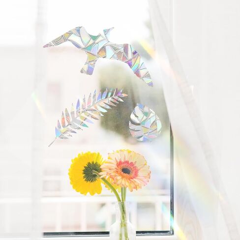 Window Decals to Prevent Bird Strikes, 44Pcs Anti Bird Strike Window Decals Rainbow Prismatic Window Clings, Stop Birds Flying Into Windows, Non Adhesive in Saudi Arabia