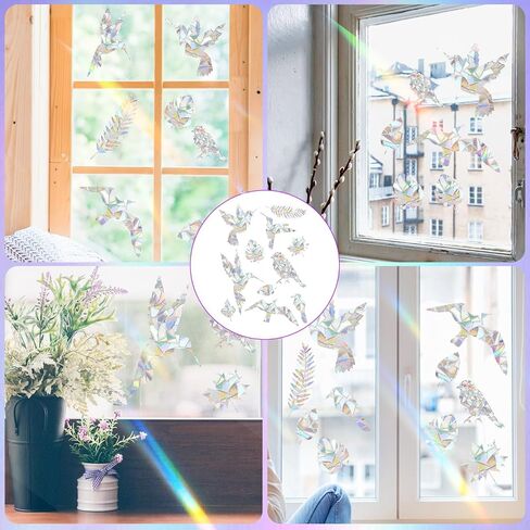 Window Decals to Prevent Bird Strikes, 44Pcs Anti Bird Strike Window Decals Rainbow Prismatic Window Clings, Stop Birds Flying Into Windows, Non Adhesive in Saudi Arabia