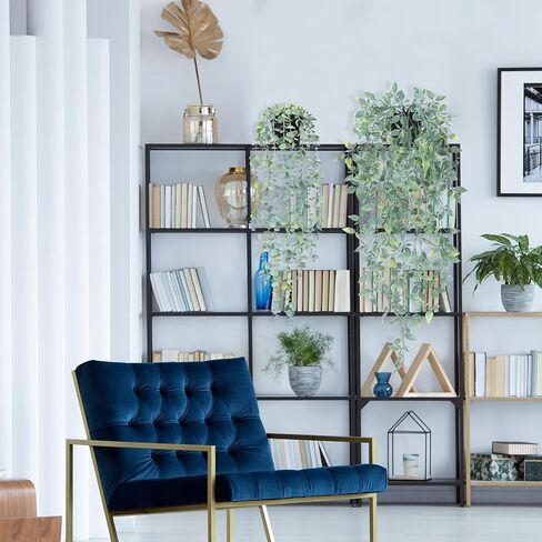 CEWOR 6pcs Artificial Hanging Plants Fake Hanging Plant Faux Potted Greenery Eucalyptus Vine, Bamboo Leaves, Pothos, String of Pearls, Pea Pods for Home Wall Shelf Indoor Decor, Grayish Green in Saudi Arabia