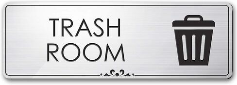Trash Only Sign Office Room Recycle Trash Sign, Brushed Silver, Engraved, 3" x 9", Fade Resistance, Indoor/Outdoor Use, USA MADE By My Sign Center in Saudi Arabia