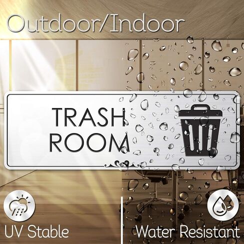 Trash Only Sign Office Room Recycle Trash Sign, Brushed Silver, Engraved, 3" x 9", Fade Resistance, Indoor/Outdoor Use, USA MADE By My Sign Center in Saudi Arabia