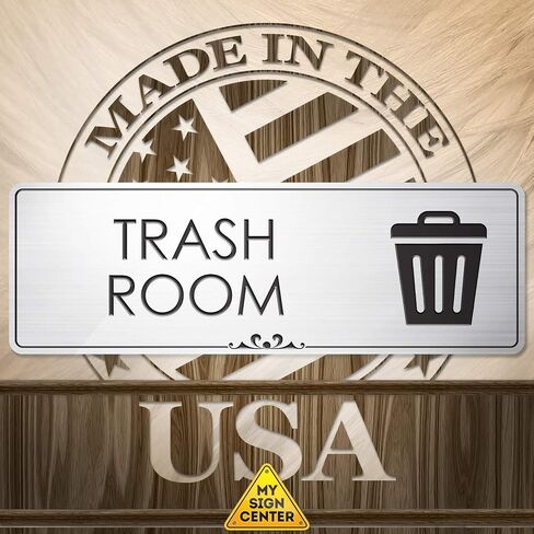 Trash Only Sign Office Room Recycle Trash Sign, Brushed Silver, Engraved, 3" x 9", Fade Resistance, Indoor/Outdoor Use, USA MADE By My Sign Center in Saudi Arabia