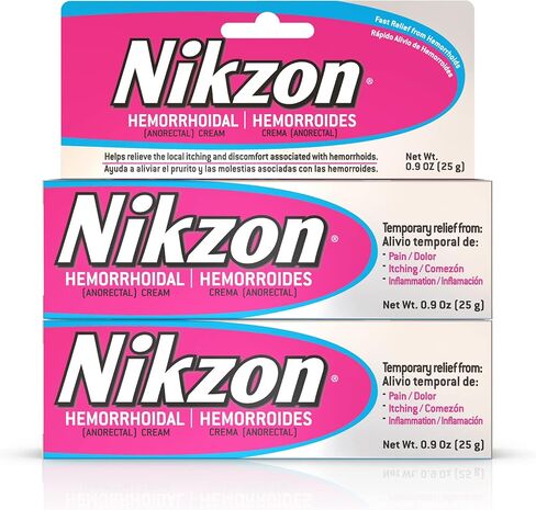 Nikzon Max Strength Hemorrhoid Treatment Cream, Vasoconstrictor & Anesthetic, Fast Soothing Relief from Hemorrhoidal Pain, Itching, Burning & Inflammation, with Aloe Vera & Vitamin E, 0.9 Oz, 2-Pack in Saudi Arabia