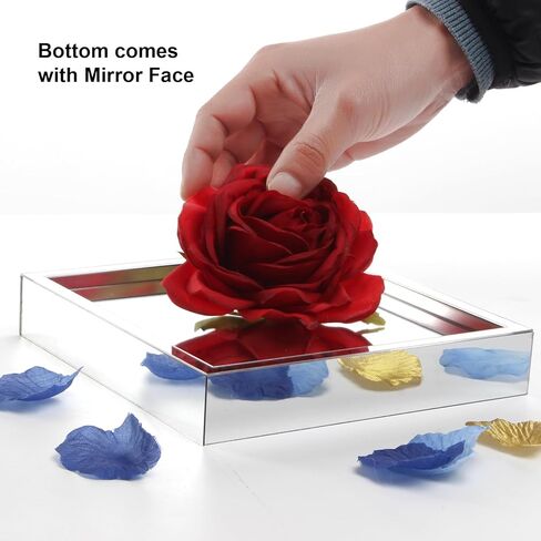 صندوق عرض بأشكال قاعدة مكعبة من الأكريليك الشفاف، صندوق هدايا مربع بمرآة فضية، صناديق تذكار، حاويات تنظيم عرض للتخزين على شكل زهرة لذكرى عيد الميلاد، 6 بوصات in Kuwait