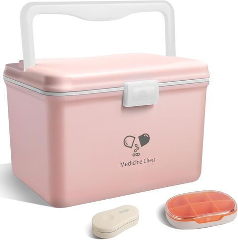Medicine Box With Latch Lock,Box For Medication with Pill Case To Store Medicine And Pill,12.63 * 9.88 * 9.05 inches,Blue in Saudi Arabia