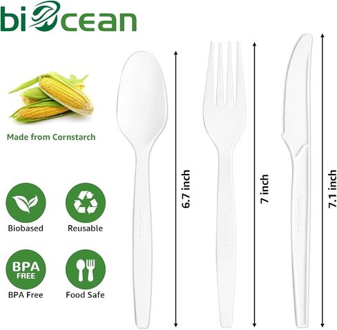 Extra Heavyduty Compostable Forks Disposable Cutlery No Plastic Forks 200 Count 7Inch Biodegradable Utensils Eco Friendly Silverware Repurpose Serving Flatware for Party,Daily Use,BBQ,Picnic in Saudi Arabia