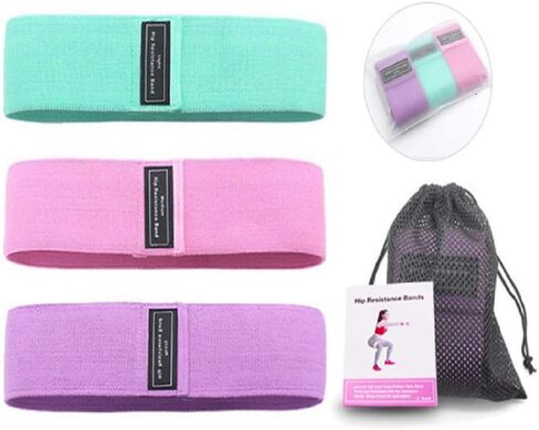 3 Levels Resistance Bands for Legs and Butt Exercise Bands, Women Sports Fitness Band for Squat Glute Hip Training - Non Slip Elastic Booty Bands in Saudi Arabia