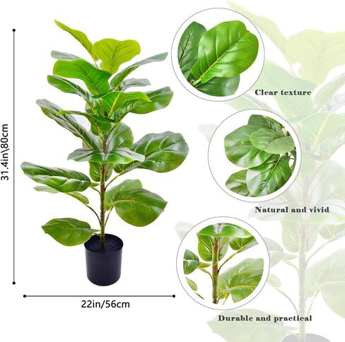 31" Tall Artificial Fiddle Leaf Fig Tree Faux Ficus Lyrata for Indoor Outdoor Office Home Shop Farmhouse Decor (31 inch) in Saudi Arabia