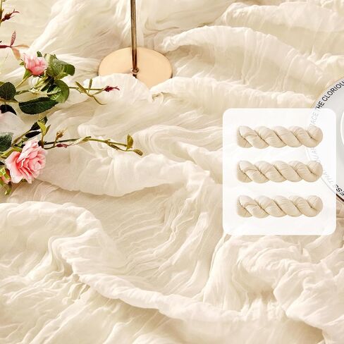 3Pack Ivory Cheesecloth Table Runner, 10ft Gauze Cheese Cloths Table Runners, Boho 35x120 Inches Rustic Tablerunner for Wedding, Bridal Baby Shower, Party, Birthday Decorations in Saudi Arabia