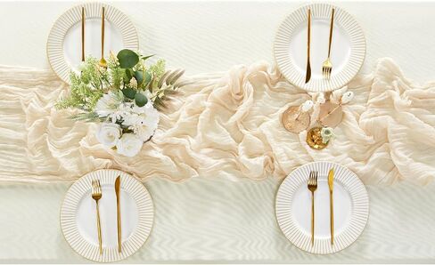 3Pack Ivory Cheesecloth Table Runner, 10ft Gauze Cheese Cloths Table Runners, Boho 35x120 Inches Rustic Tablerunner for Wedding, Bridal Baby Shower, Party, Birthday Decorations in Saudi Arabia