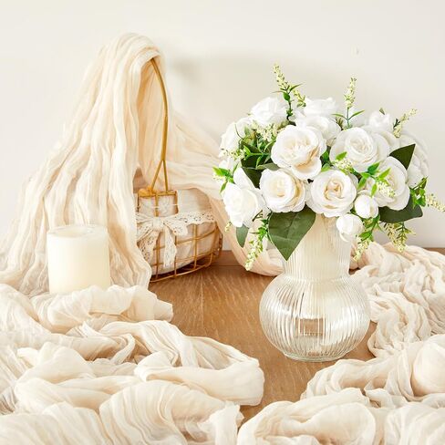 3Pack Ivory Cheesecloth Table Runner, 10ft Gauze Cheese Cloths Table Runners, Boho 35x120 Inches Rustic Tablerunner for Wedding, Bridal Baby Shower, Party, Birthday Decorations in Saudi Arabia