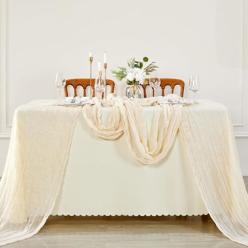 3Pack Ivory Cheesecloth Table Runner, 10ft Gauze Cheese Cloths Table Runners, Boho 35x120 Inches Rustic Tablerunner for Wedding, Bridal Baby Shower, Party, Birthday Decorations in Saudi Arabia