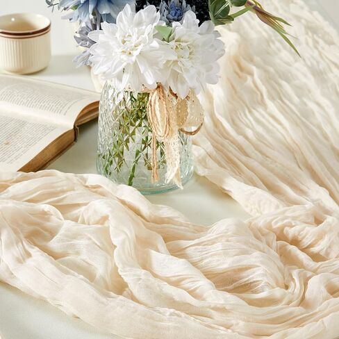 3Pack Ivory Cheesecloth Table Runner, 10ft Gauze Cheese Cloths Table Runners, Boho 35x120 Inches Rustic Tablerunner for Wedding, Bridal Baby Shower, Party, Birthday Decorations in Saudi Arabia