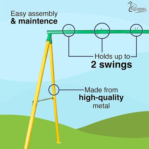 إطار مجموعة أرجوحة شديدة التحمل وأجهزة تجميع، معدات ملاعب خارجية للأطفال، حامل أرجوحة معدني آمن ومتين - أخضر وأصفر in Kuwait