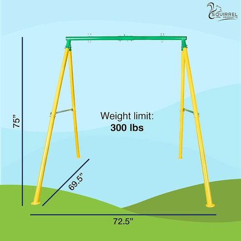 إطار مجموعة أرجوحة شديدة التحمل وأجهزة تجميع، معدات ملاعب خارجية للأطفال، حامل أرجوحة معدني آمن ومتين - أخضر وأصفر in Kuwait