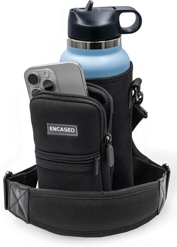 ENCASED Water Bottle Carrier with Strap, Designed for 40 OZ HydroFlask and IronFlask Bottles (Wide Mouth) Adjustable Shoulder Bag and Hand Strap - Insulated Sleeve w/Phone Storage Pocket (Neoprene) in Saudi Arabia