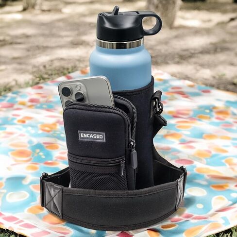 ENCASED Water Bottle Carrier with Strap, Designed for 40 OZ HydroFlask and IronFlask Bottles (Wide Mouth) Adjustable Shoulder Bag and Hand Strap - Insulated Sleeve w/Phone Storage Pocket (Neoprene) in Saudi Arabia